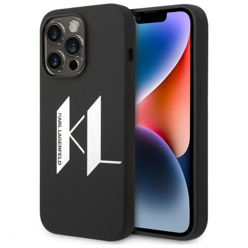  Karl Lagerfeld Liquid silicone Big KL logo Hard  iPhone 14 Pro,   (KLHCP14LSBKLCK)