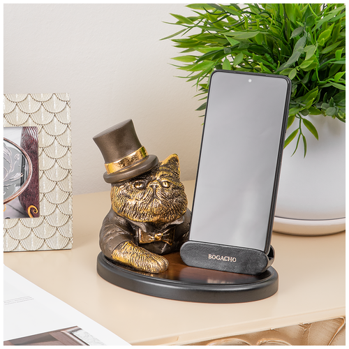Подставка для телефона BOGACHO Чеширский кот бронзовый ручная работа