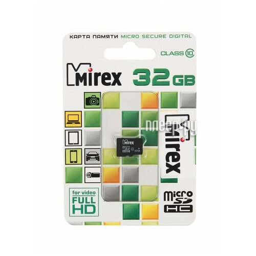 Карта памяти Mirex microSDHC 32GB Class 10 R/W 25/10 МБ/с (13612-MC10SD32) карта памяти 16gb mirex micro secure digital hc class 10 13613 ad10sd16 с переходником под sd оригинальная