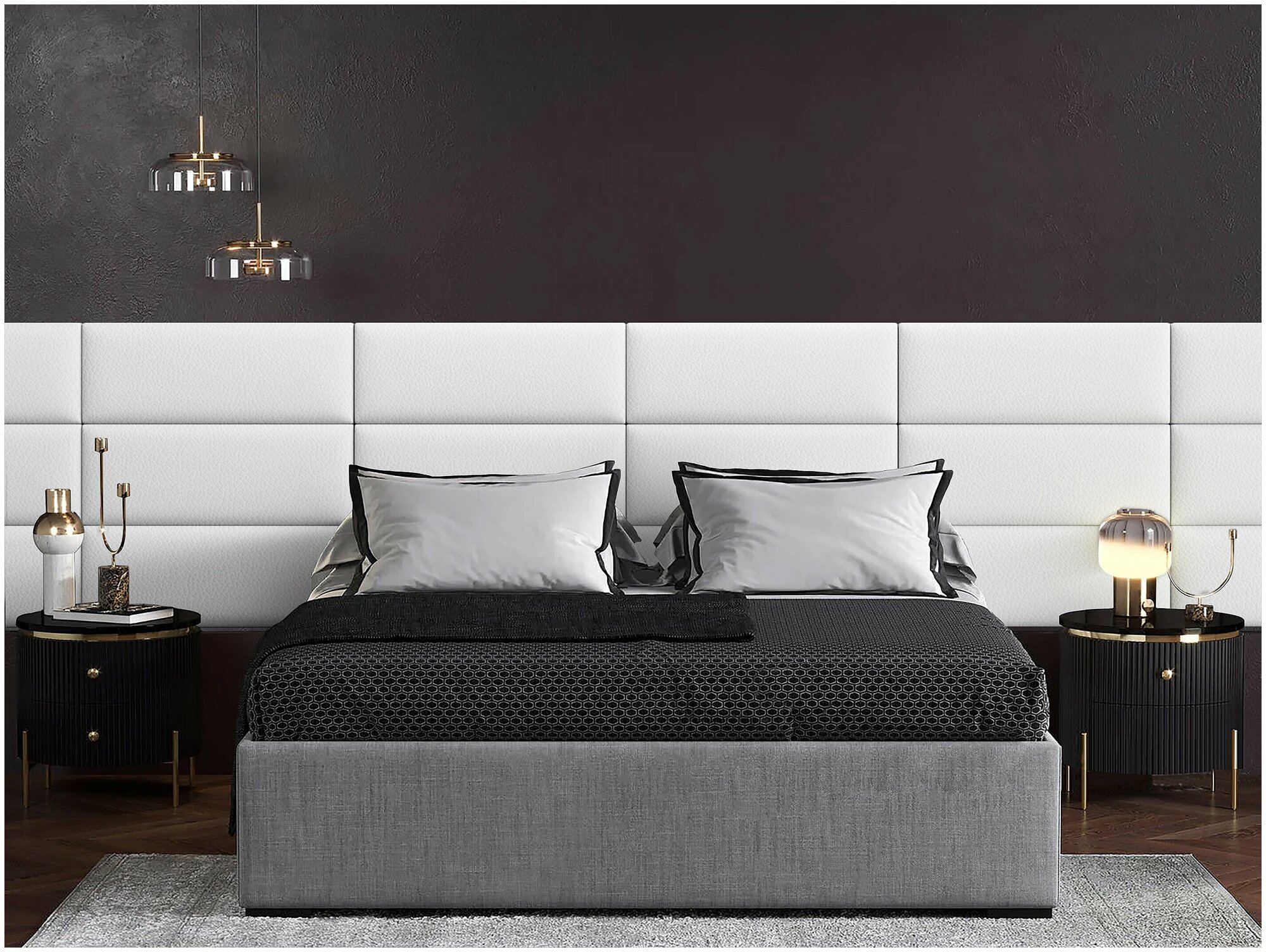 Мягкое изголовье кровати Eco Leather White 30х80 см 1 шт. - фотография № 2