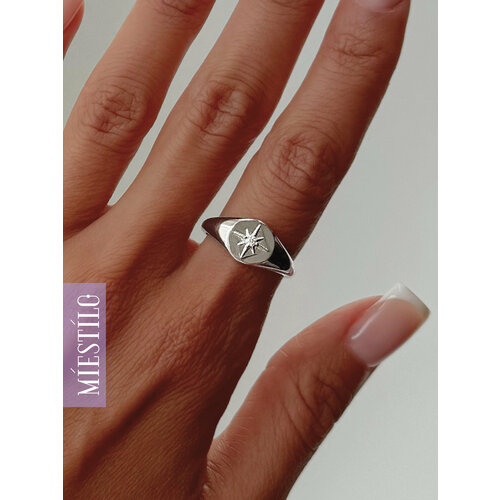 Печатка MIESTILO серебро 925 проба родирование фианит размер 16 серебристый 2378₽