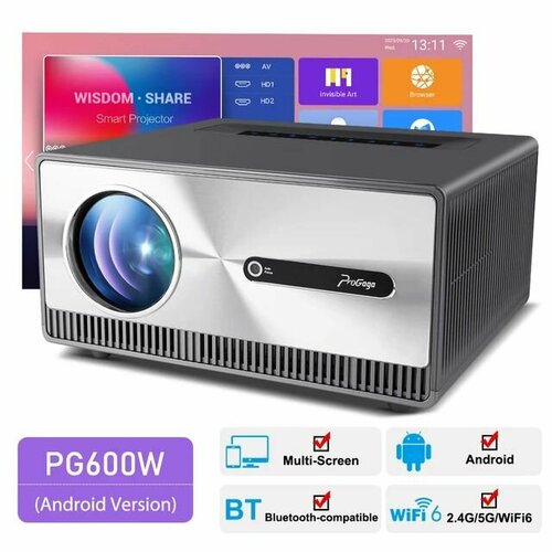 Проектор Progaga PG600W Android WiFi автофокус 1080P 4K 21000 люмен 26000₽