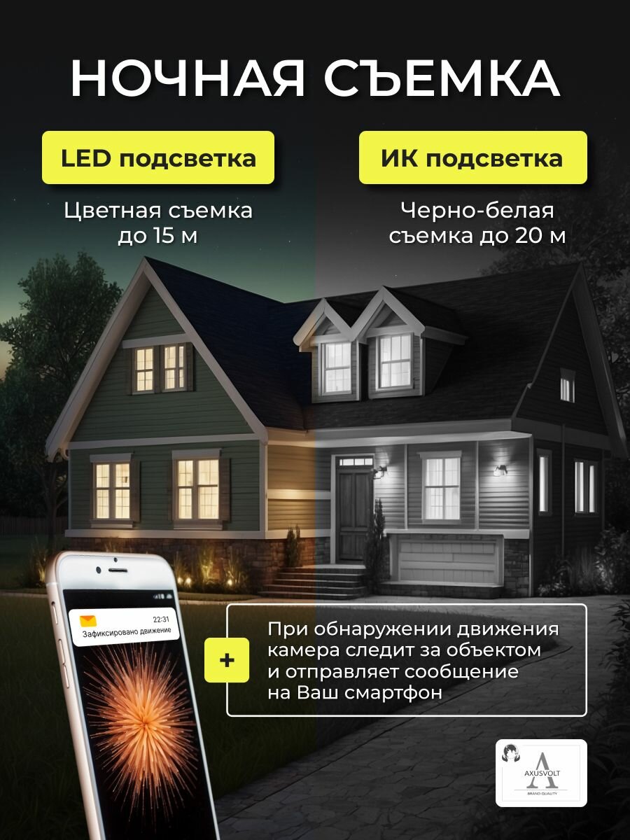Умная WI-Fi камера видеонаблюдения, удлинитель, ночное видение, запись, датчик движения, V380PRO — фото 1