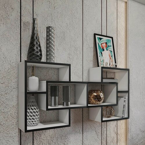 Изображение товара Настенная полка BERZA Zebra, белая, ЛДСП, несколько секций, для хранения