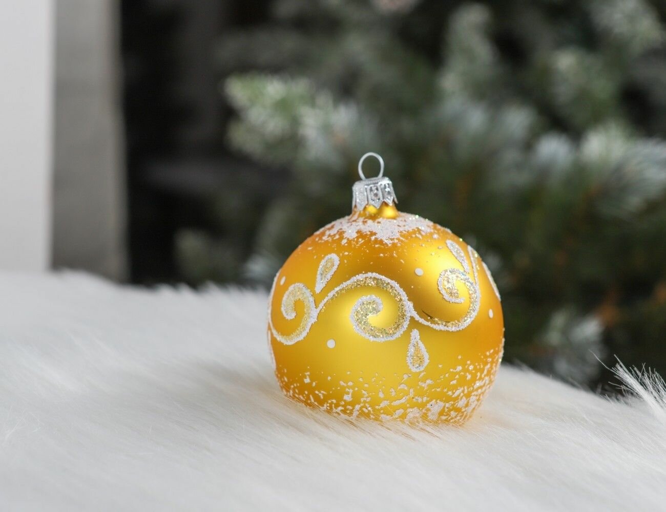 Ёлочный шар аллегро, золотой матовый, 75 мм, Елочка С1342-зол