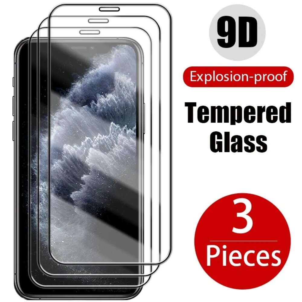 Защитное стекло закаленное стекло для iPhone 14 13 12 11 pro max 8 7 14 Plus 13 12 11 mini X XR Xs Max SE 2020 3 шт iPhone 7 8 4.7inch 3 Black Glass