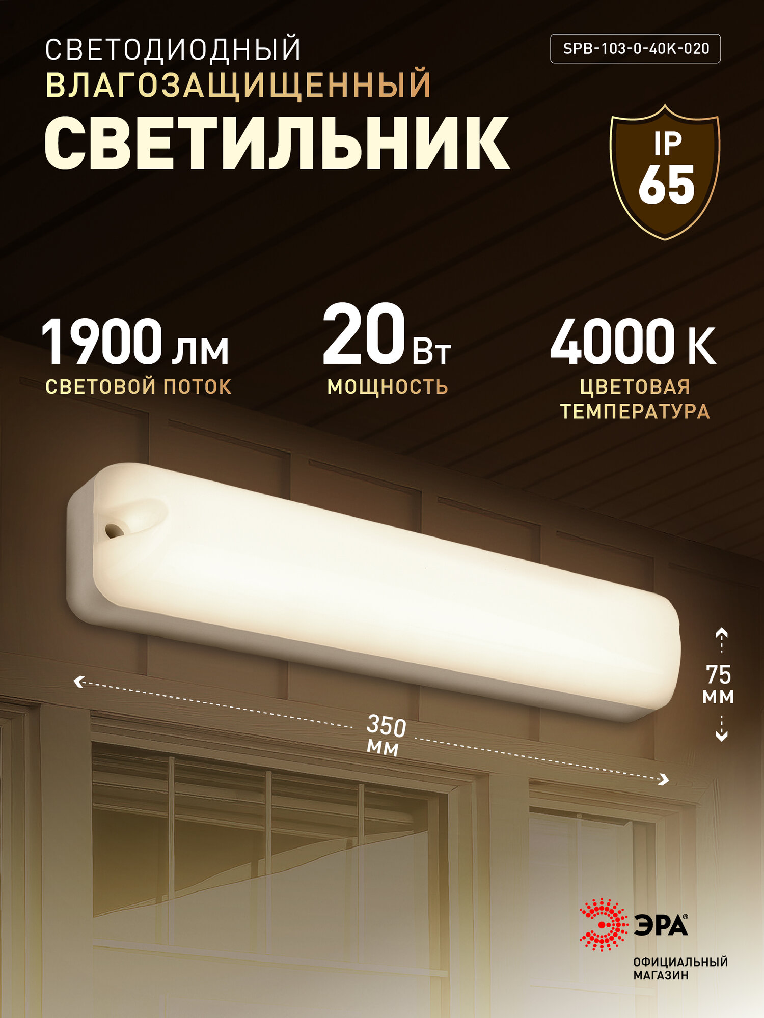 Светильник уличный потолочный ЖКХ ЭРА М SPB-103-0-40K-020 светодиодный IP65 20Вт 1800Лм 4000К