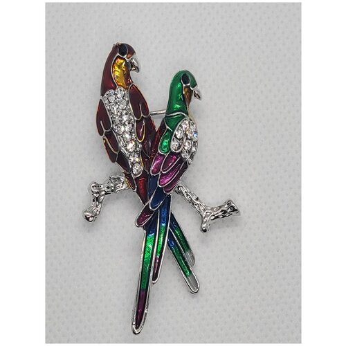 Брошь, стразы, эмаль, зеленый, серебряный