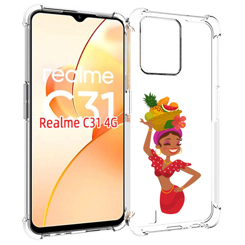 Чехол MyPads девушка-мулатка для OPPO Realme C31 задняя-панель-накладка-бампер