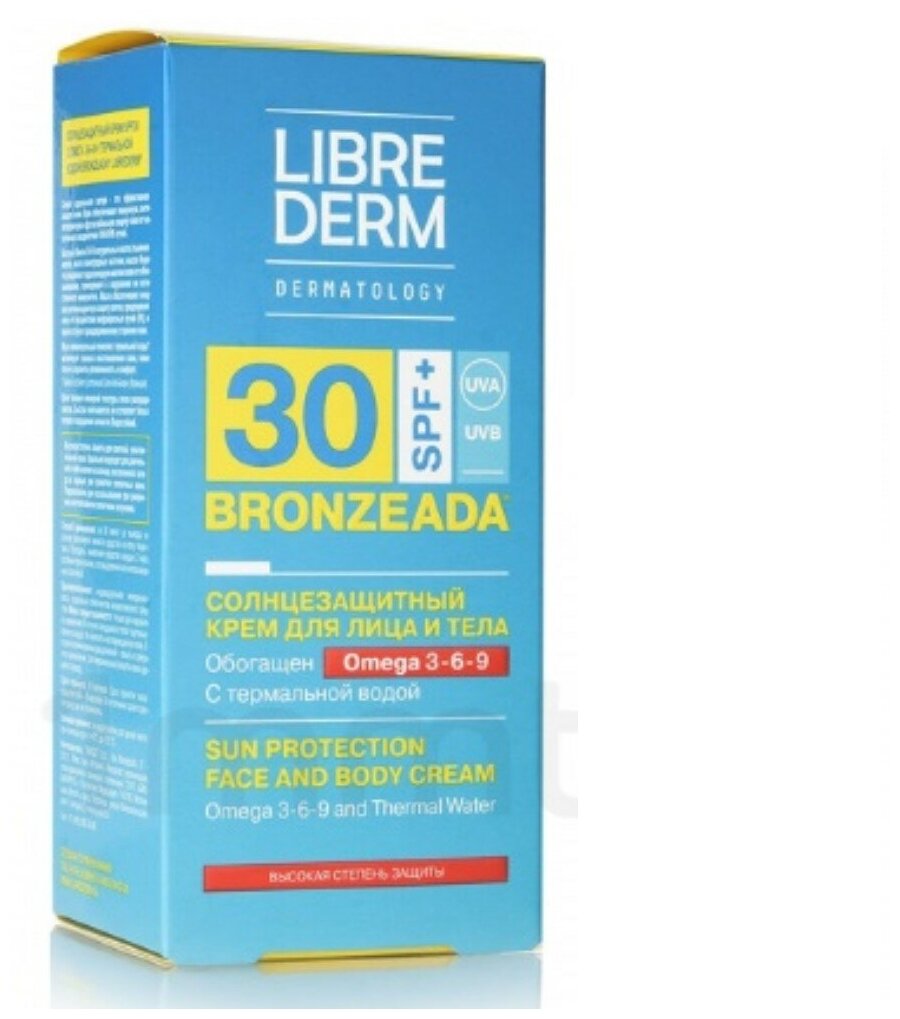 Крем Librederm (Либридерм) Bronzeada солнцезащитный SPF30 с омега 3-6-9 и термальной водой 150 мл TARGET S.r.l. - фото №2