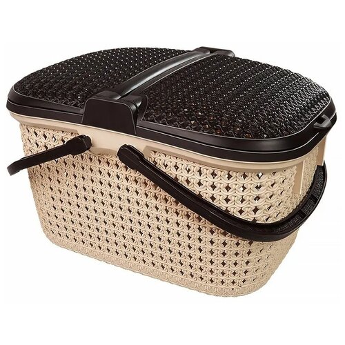 Корзина для пикника плетеная 25 л корзинка с ручками для путешествий,