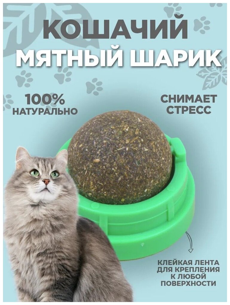 Кошачья мята мятная игрушка для кошек и котов шарик леденец лакомство конфета с кошачьей мятой лакомство для кошки для животных 1шт