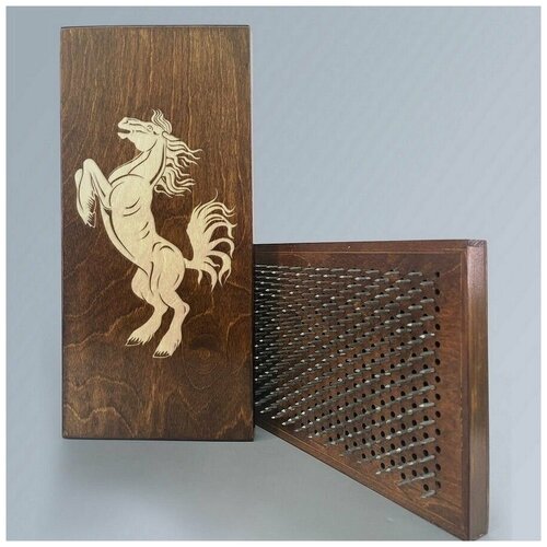 фото Доска садху с динамическими гвоздями, шаг 10мм, цвет венге модель конь - 1 сила души и тела