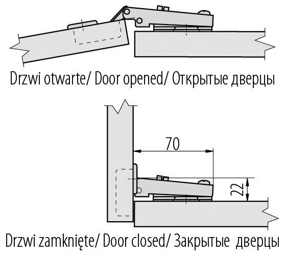 GTV Петля накладная GTV ZP-COCA450-BE клиповая без пружины, Н-0 45мм - фотография № 4