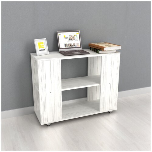 Стол журнальный сервировочный узкий на колесах С06 GARUN Белый/арктика