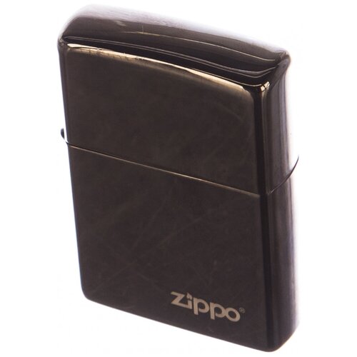 Оригинальная бензиновая зажигалка ZIPPO Classic 24756ZL ZIPPO Logo с покрытием Ebony™ зажигалки zippo z 200 zippo