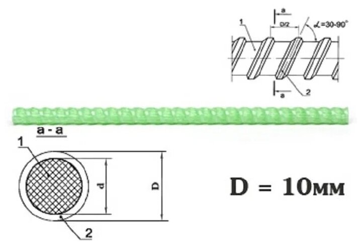 Стеклопластиковая арматура 10 мм (бухта 50 м) - фотография № 2