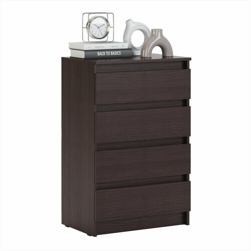 Комод-2 Лайт, Дуб Сонома светлый, Ш60хВ93хГ40см, с 4 ящиками, для балкона/прихожей/гостиной/спальни/детской комнаты/офиса/загородного дома/дачи/бани