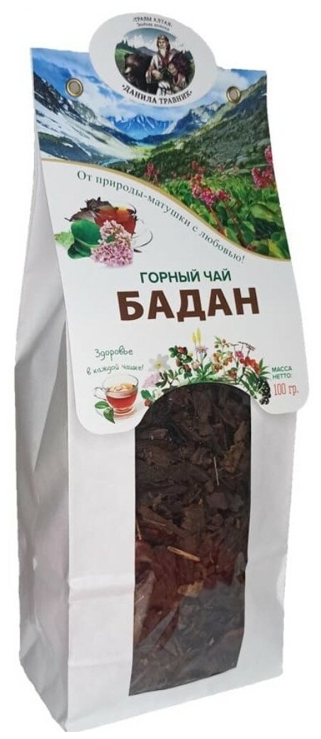 Фиточай Данила Травник Горный чай для иммунитета (листья бадана) бумажная упаковка 100 г