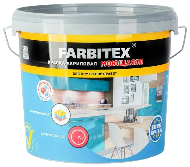 Краска акриловая моющаяся Farbitex 6 кг