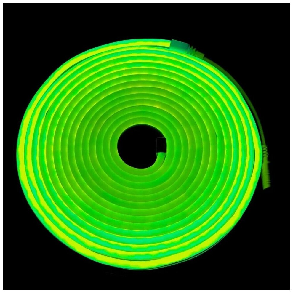 Неоновая светодиодная лента 5м, 12V, IP67 / цвет зеленый - фотография № 3
