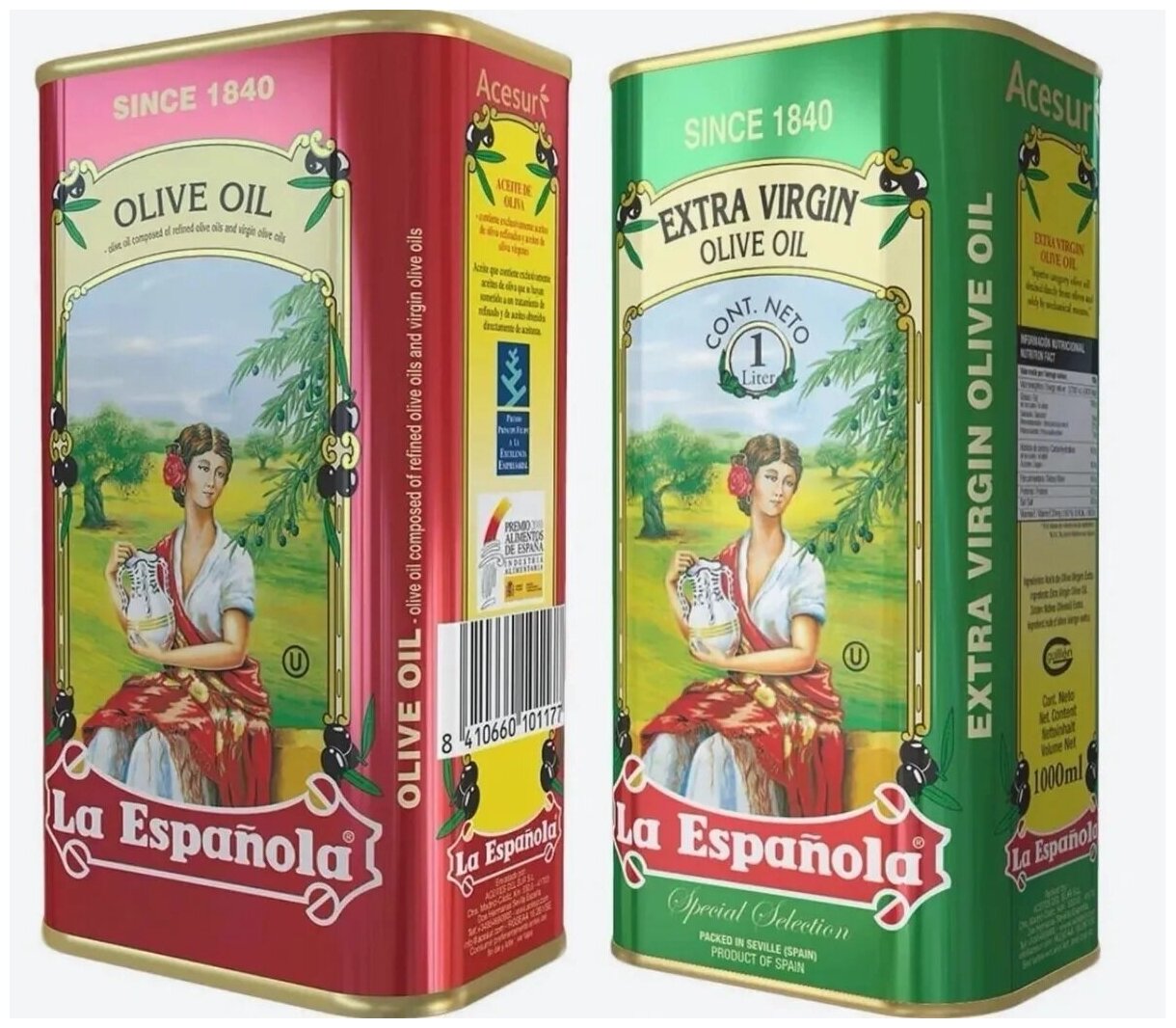 Набор оливковых масел "La Espanola" Olive Oil Classic и Extra Virgin - 2 шт. по 1 л