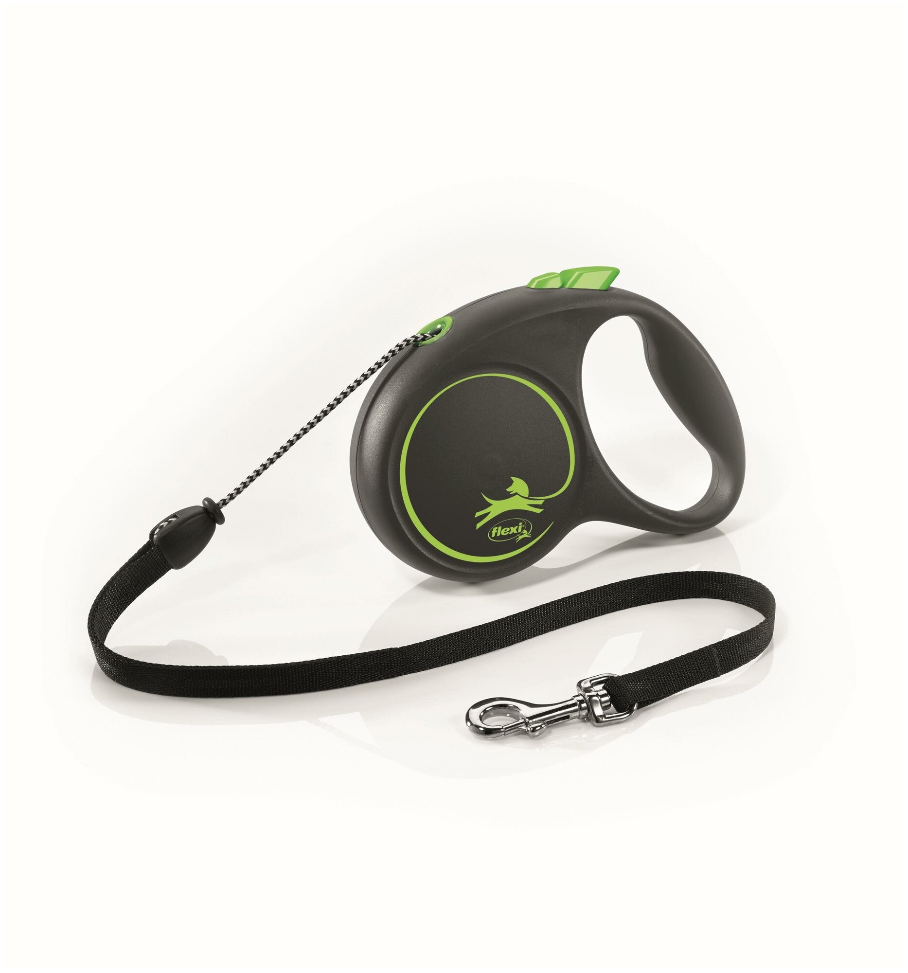 Поводок-рулетка для собак Flexi Black Design M тросовый черный/зеленый 5 м - фотография № 5