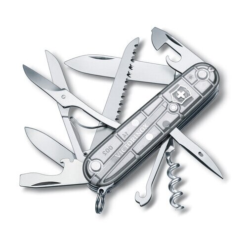 Нож Victorinox Huntsman, 91 мм, 15 функций, полупрозрачный серебристый нож victorinox spartan 91 мм 12 функций полупрозрачный серебристый