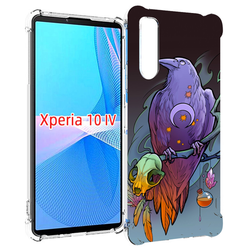 Чехол MyPads фиолетовый ворон на ветке для Sony Xperia 10 IV (10-4) задняя-панель-накладка-бампер