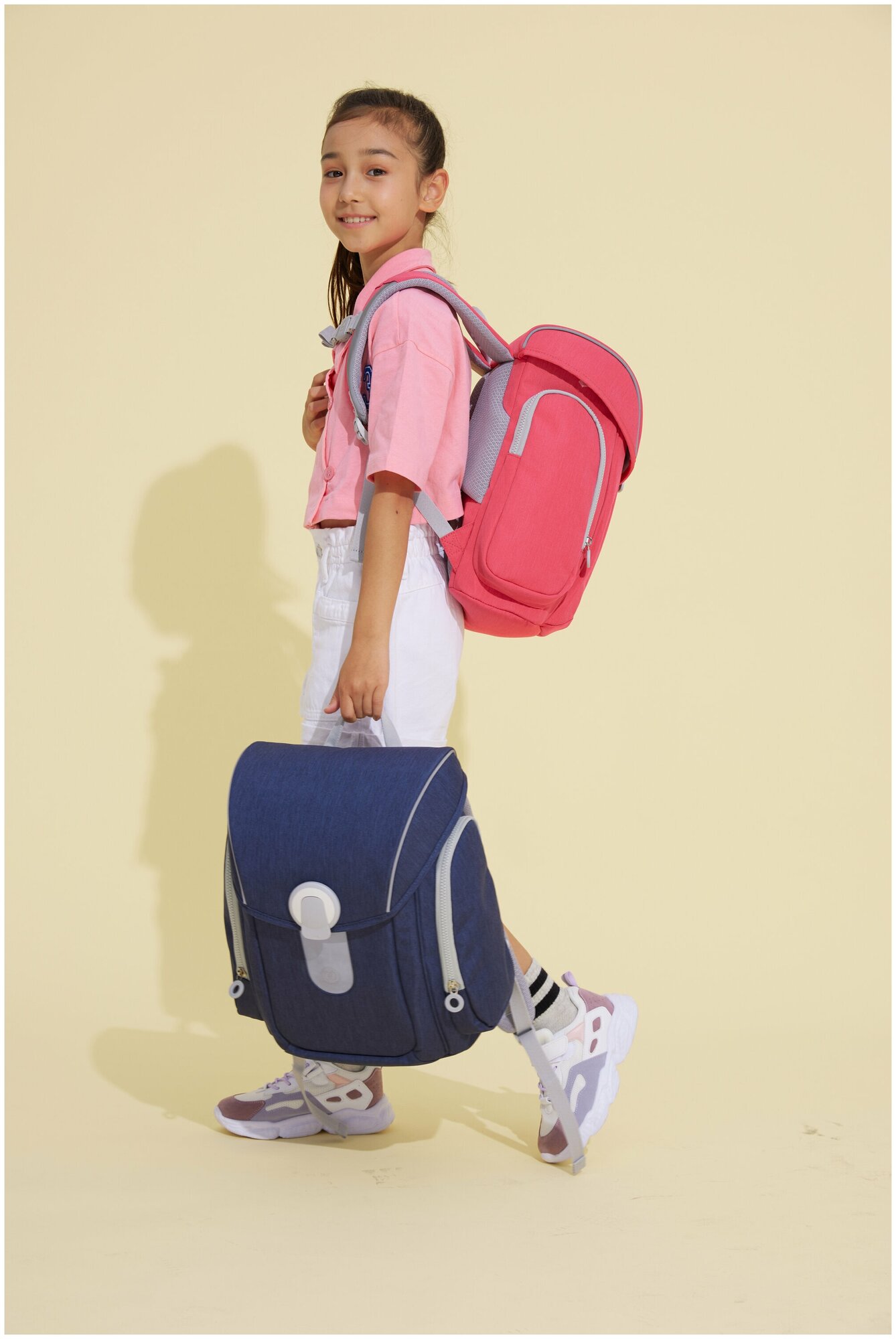 Рюкзак (школьная сумка) NINETYGO smart school bag персиковый - фото №5