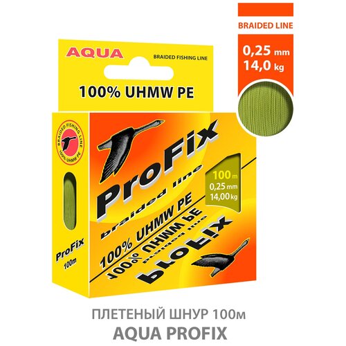 плетеный шнур для рыбалки aqua profix black 0 12mm 100m Плетеный шнур для рыбалки AQUA ProFix 100m 0.25mm 14.00kg оливковый