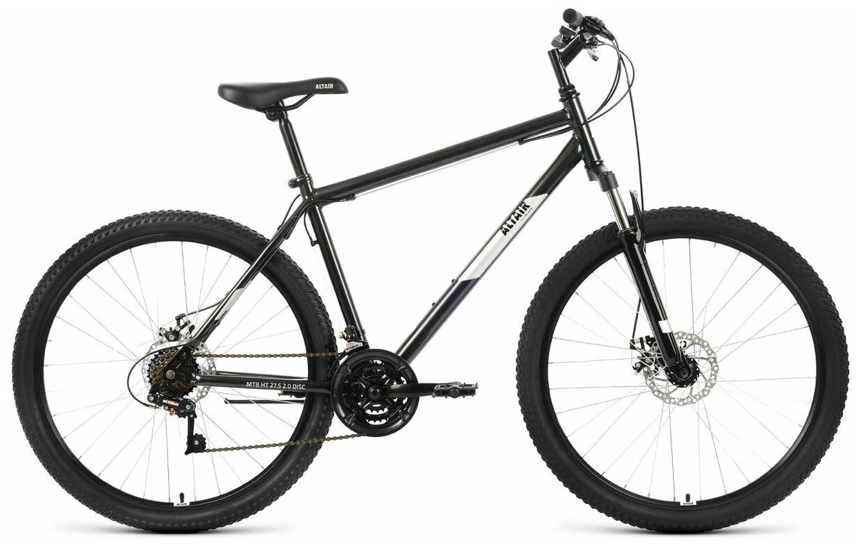 Велосипед Altair MTB HT 27.5 2.0 D (2022) (Велосипед ALTAIR MTB HT 27,5 2.0 D (27,5" 21 ск. рост. 17") 2022, черный/серебристый, RBK22AL27138)