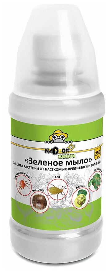 Зеленое мыло универсальное средство от насекомых вредителей, 250 мл, Nadzor Garden - фотография № 1