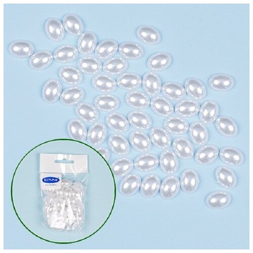 Бусины половинчатые овал белый жемчуг 13*18 мм (40 г)