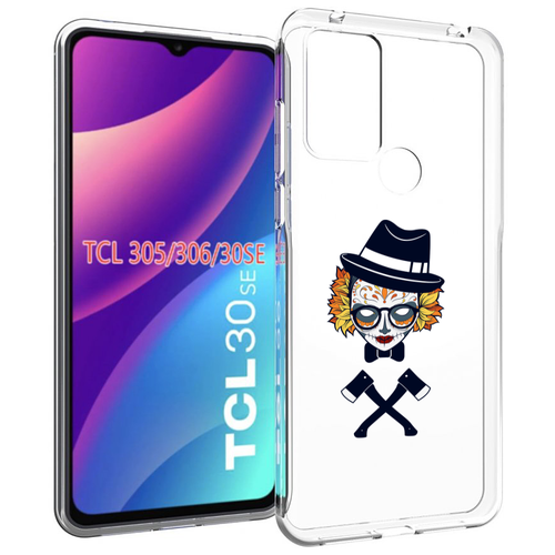 Чехол MyPads девушка в маске с топорами рисунок для TCL 30SE / TCL 305 / TCL 306 / TCL 30E задняя-панель-накладка-бампер чехол mypads девушка в маске япония для tcl 405 задняя панель накладка бампер