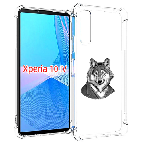 Чехол MyPads волк в пиджаке для Sony Xperia 10 IV (10-4) задняя-панель-накладка-бампер