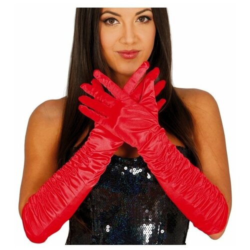 фото Красные сатиновые перчатки со сборкой (17029) fiestas guirca