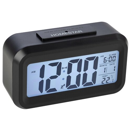 homestar часы homestar hs 0110 будильник температура подсветка 3хааа синие Часы с термометром HOMESTAR HS-0110, черный