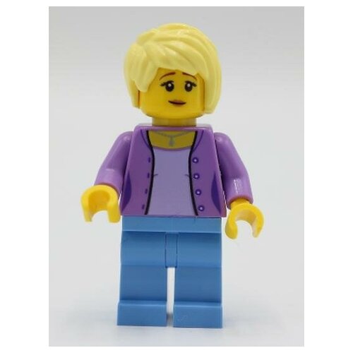 Минифигурка Лего Lego twn394 Female with Medium Lavender Jacket, Medium Blue Legs, Bright Light Yellow Hair