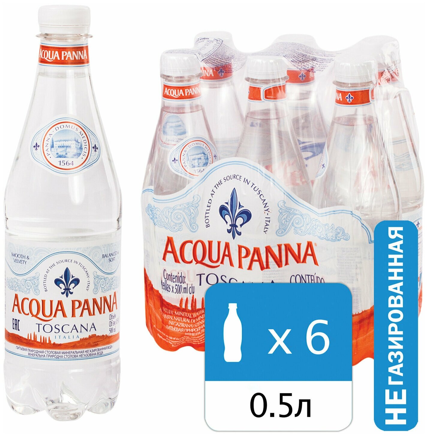 Минеральная вода Acqua Panna негазированная, ПЭТ, 6 шт. по 0.5 л - фотография № 5