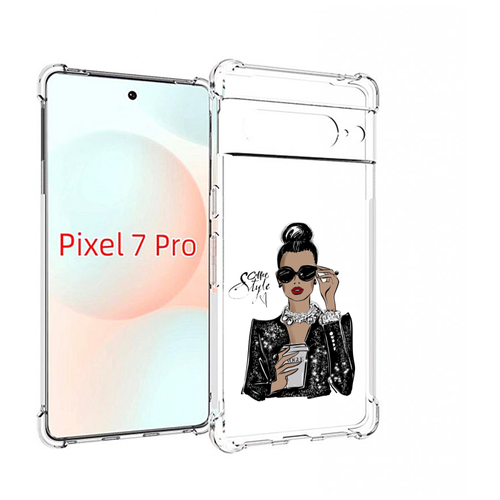 Чехол MyPads девушка в черных очках в пиджаке для Google Pixel 7 Pro задняя-панель-накладка-бампер