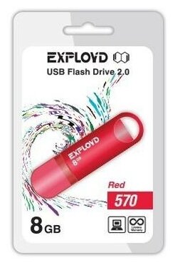 Флешка EXPLOYD 8GB-570 8 Гб, красный