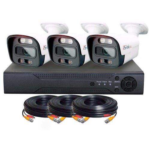 Комплект видеонаблюдения AHD PS-link KIT-C203HDC 3 уличные 2Мп FColor камеры комплект видеонаблюдения ahd ps link kit c501hdc 1 уличная 5мп fcolor камера
