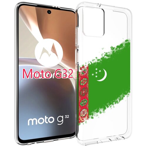 Чехол MyPads флаг герб Туркменистан-1 для Motorola Moto G32 задняя-панель-накладка-бампер