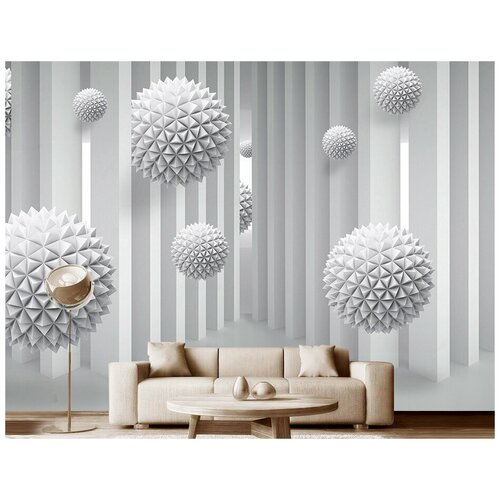 Фотообои на стену флизелиновые 3D Модный Дом Белые шары в лабиринте 350x250 см (ШxВ)