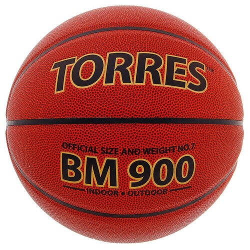 Мяч баскетбольный Torres BM900, B30037, PU, клееный, 8 панелей, размер 7