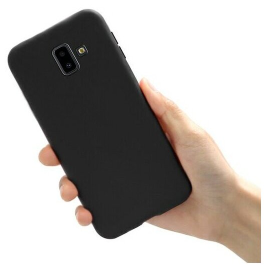 Силиконовый чехол TPU Case матовый для Samsung J6+ 2018 черный