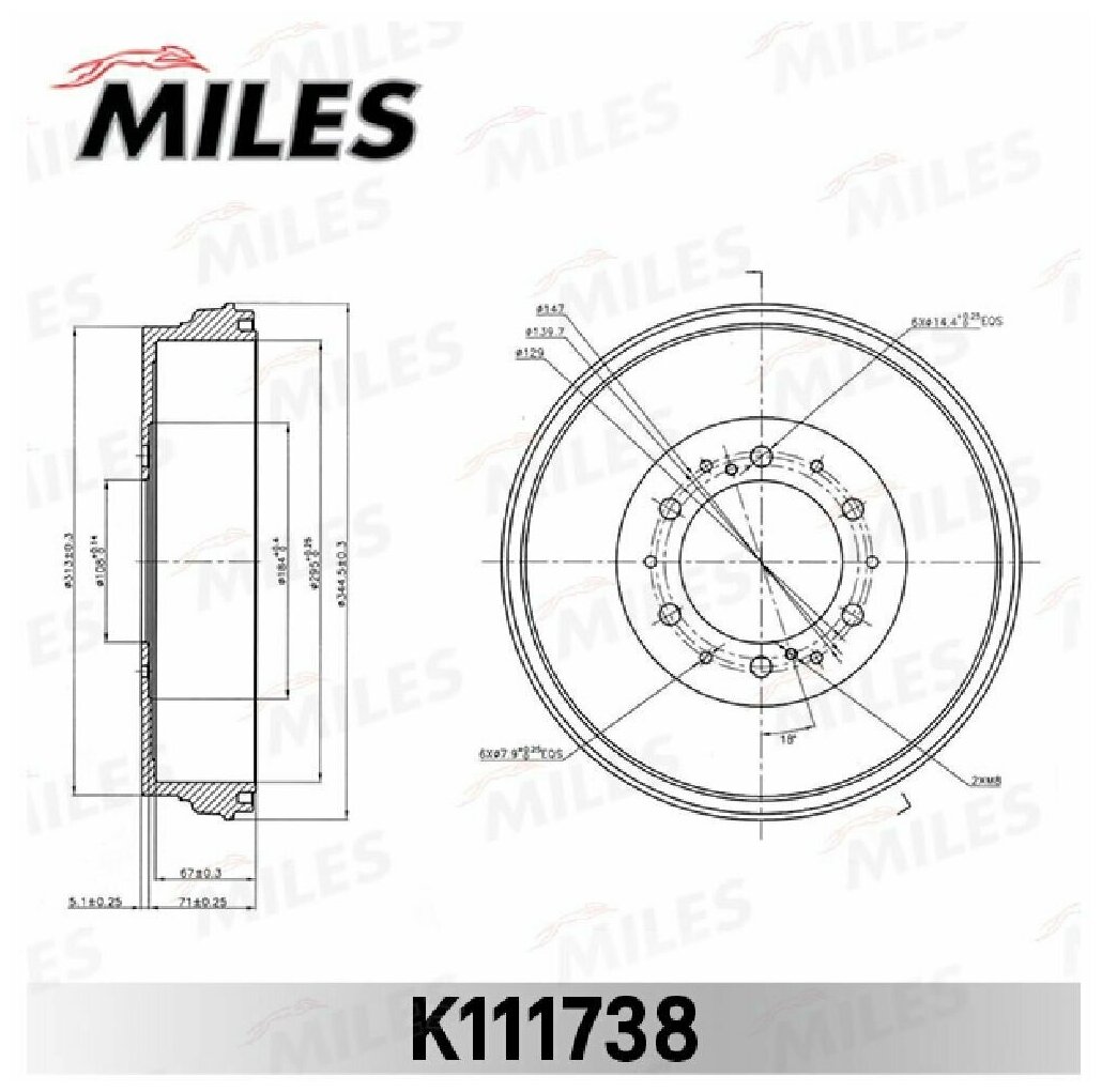 Барабан тормозной TOYOTA HILUX III DB7036, MILES K111738