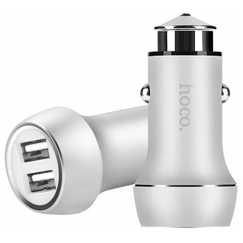 Автомобильное зарядное устройство (АЗУ) Hoco Z7 (2 USB) 2.4 А, серебро