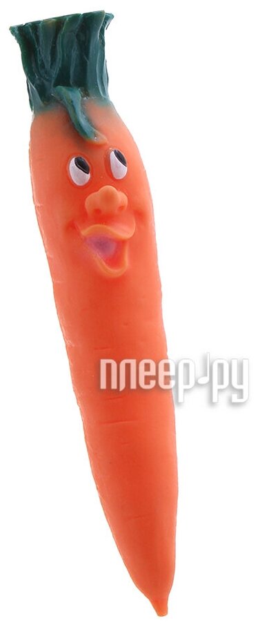 Игрушка для собак зооник Морковь пластиковая, оранжевая (21 см)